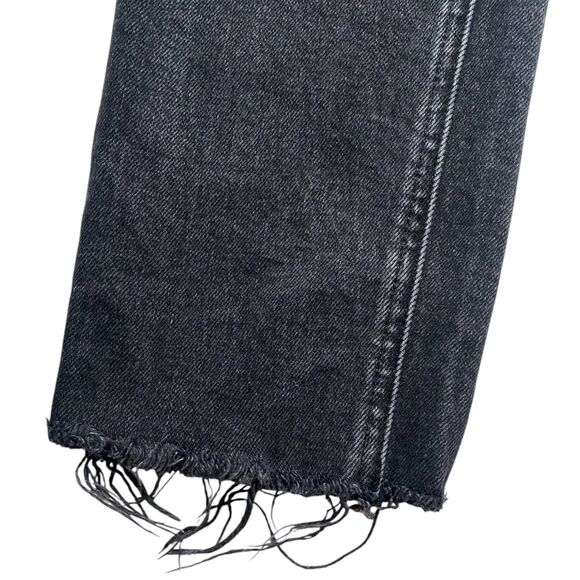 Denim Forum Jeans The Yoko High Rise Slim Button Fly Raw Hem Black Size 27 - Picture 2 of 6